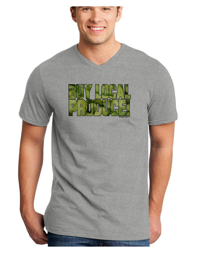 Buy Local - Jalapenos Text Adult V-Neck T-shirt-Mens V-Neck T-Shirt-TooLoud-HeatherGray-Small-Davson Sales