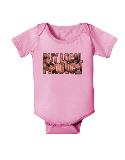 Buy Local Produce Potatoes Text Baby Romper Bodysuit-Baby Romper-TooLoud-Pink-06-Months-Davson Sales