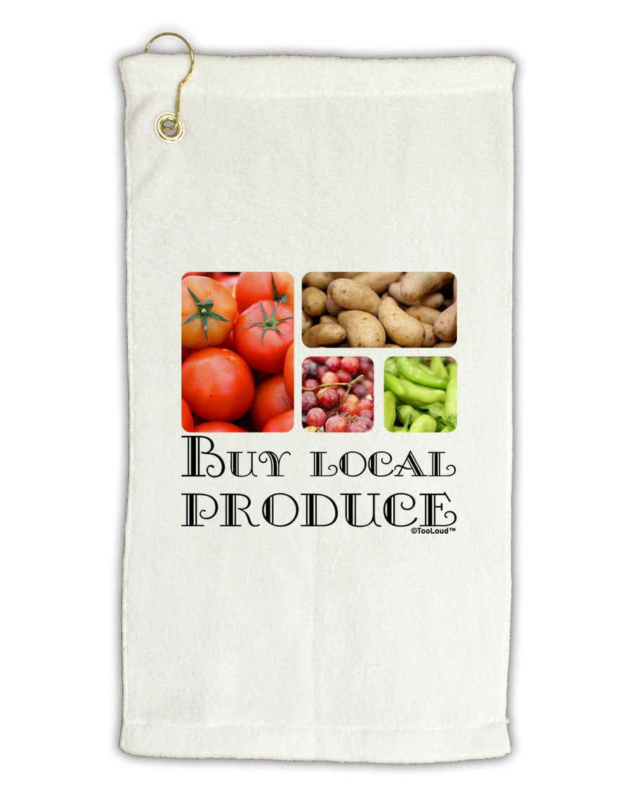 Buy Local Produce Text Micro Terry Gromet Golf Towel 11&#x22;x19-Golf Towel-TooLoud-White-Davson Sales