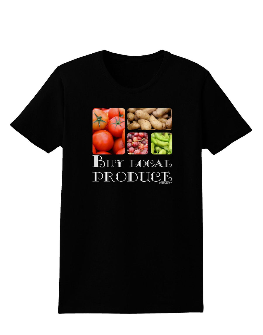 Buy Local Produce Text Womens Dark T-Shirt-TooLoud-Black-XXX-Large-Davson Sales