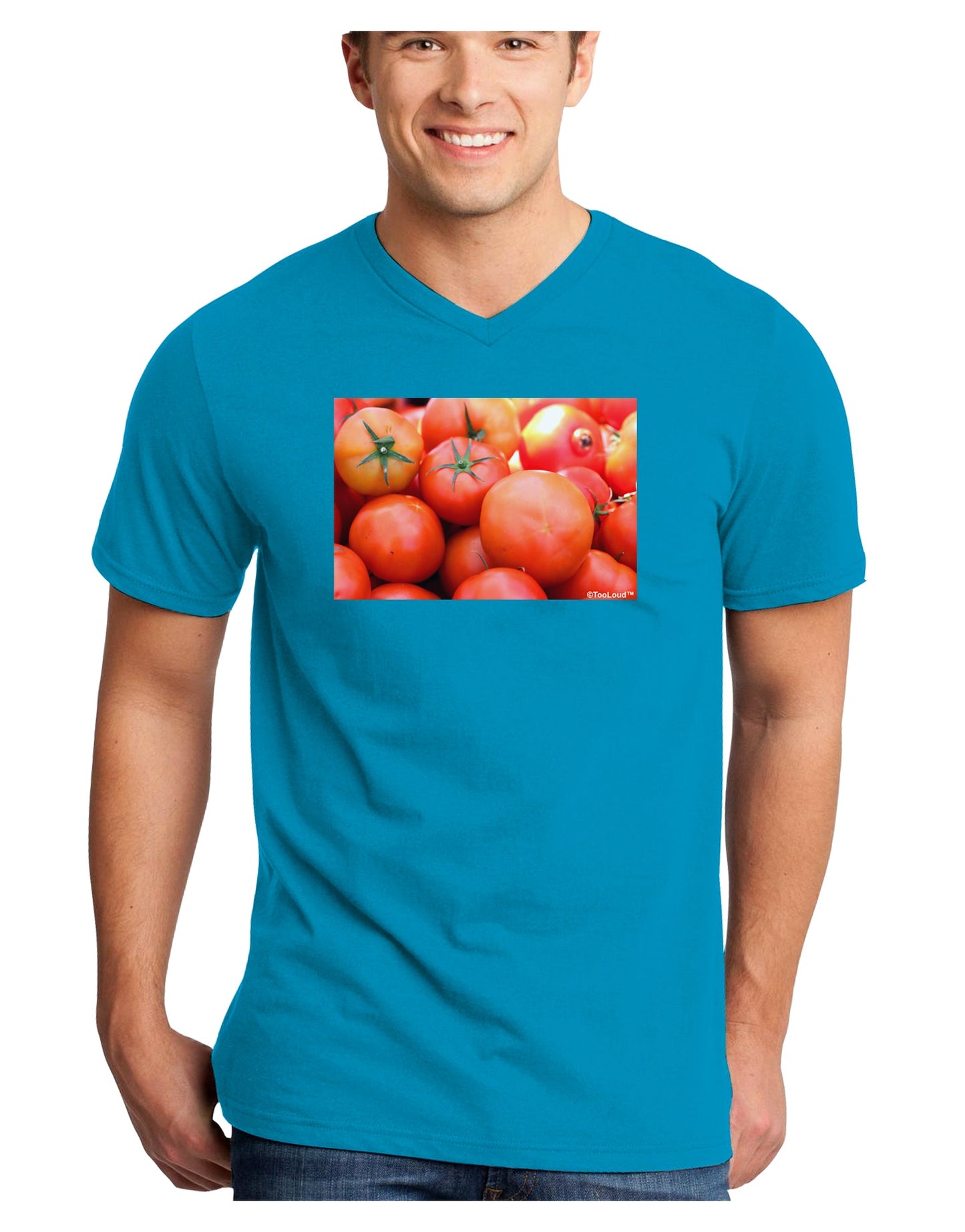 Buy Local Produce Tomatoes Adult Dark V-Neck T-Shirt-TooLoud-Turquoise-Small-Davson Sales