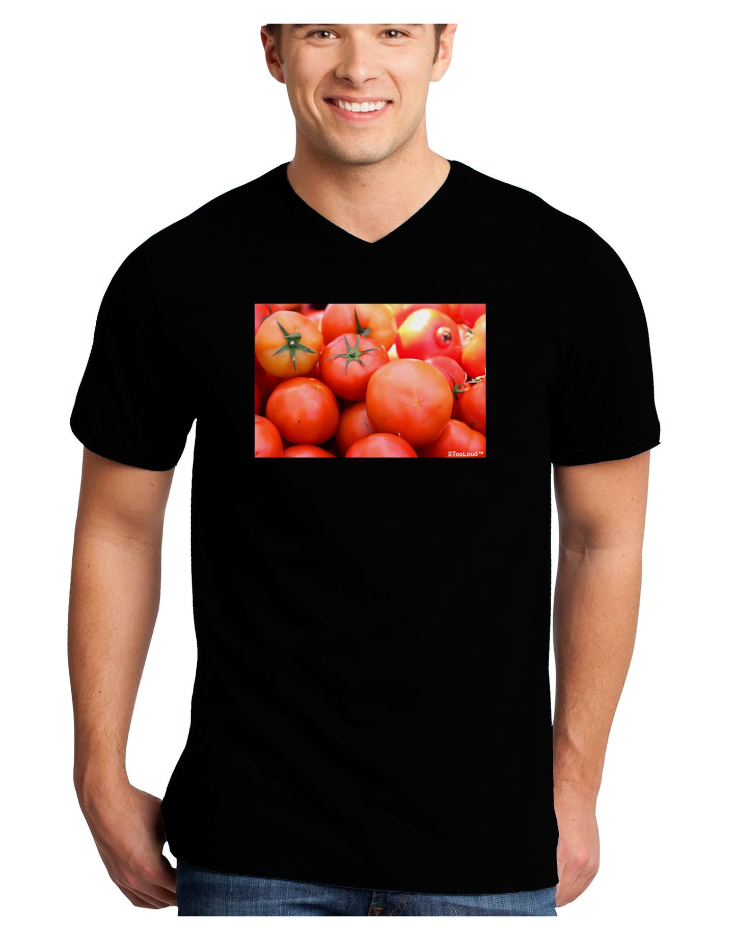 Buy Local Produce Tomatoes Adult Dark V-Neck T-Shirt-TooLoud-Black-Small-Davson Sales