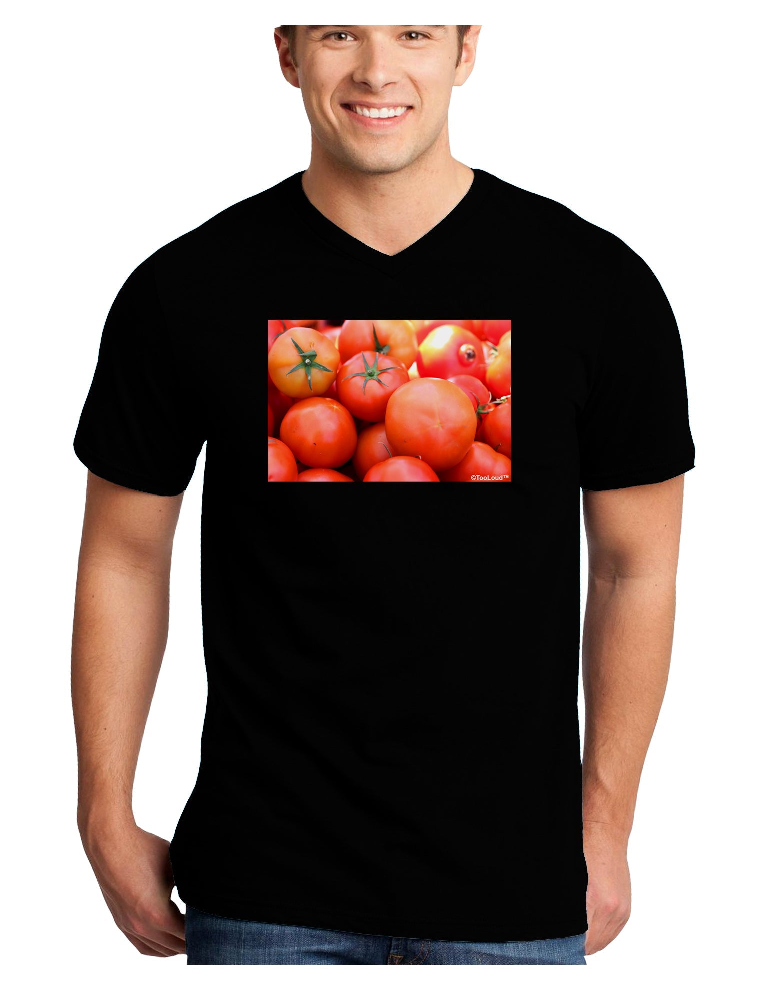 Buy Local Produce Tomatoes Adult Dark V-Neck T-Shirt-TooLoud-Black-Small-Davson Sales