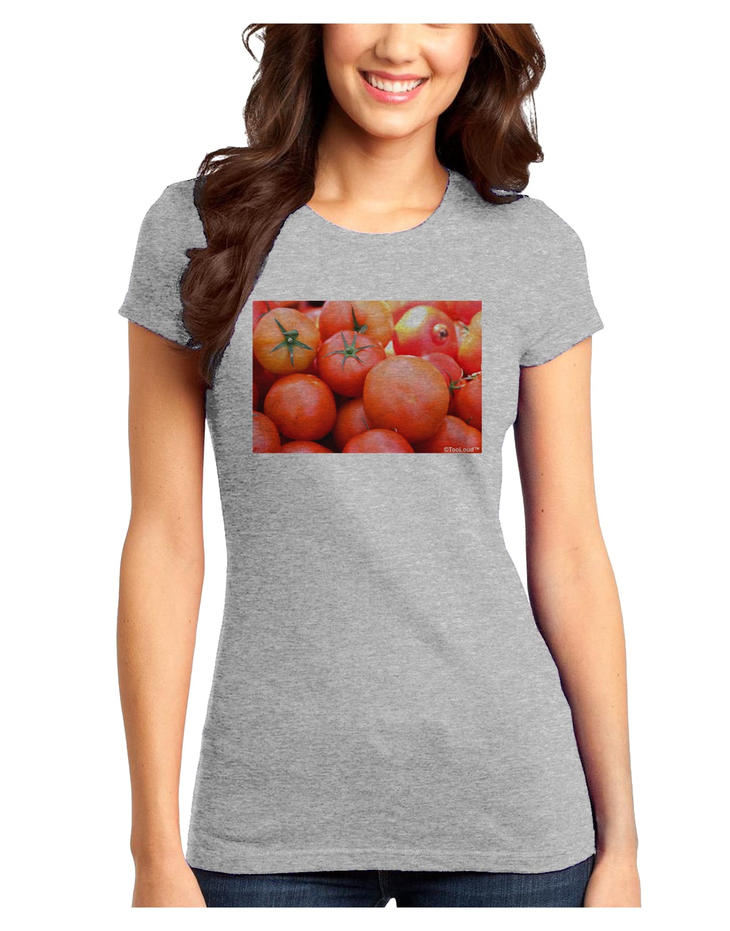 Buy Local Produce Tomatoes Juniors T-Shirt-Womens Juniors T-Shirt-TooLoud-Ash-Gray-Juniors Fitted X-Small-Davson Sales
