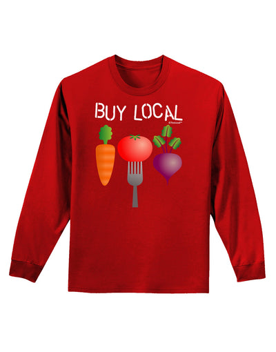 Buy Local - Vegetables Design Adult Long Sleeve Dark T-Shirt-TooLoud-Red-Small-Davson Sales