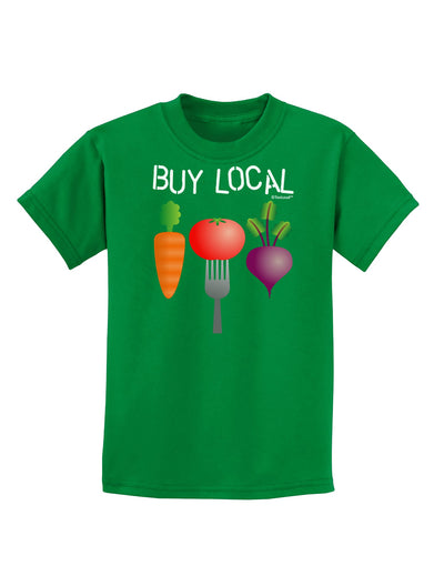 Buy Local - Vegetables Design Childrens Dark T-Shirt-Childrens T-Shirt-TooLoud-Kelly-Green-X-Small-Davson Sales