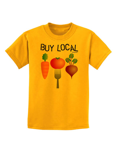 Buy Local - Vegetables Design Childrens T-Shirt-Childrens T-Shirt-TooLoud-Gold-X-Small-Davson Sales