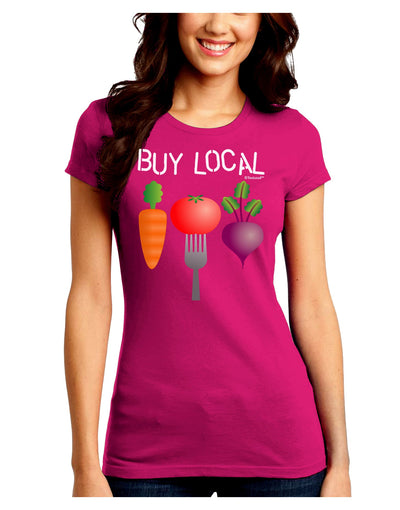 Buy Local - Vegetables Design Juniors Crew Dark T-Shirt-T-Shirts Juniors Tops-TooLoud-Hot-Pink-Juniors Fitted Small-Davson Sales