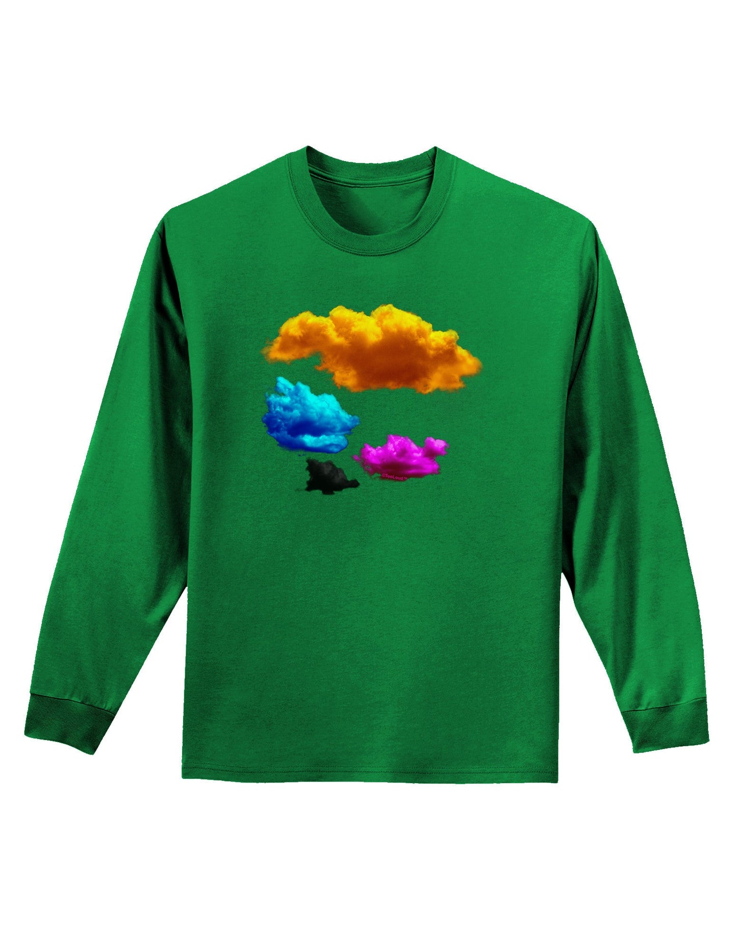 CMYK Clouds Adult Long Sleeve Dark T-Shirt-TooLoud-Kelly-Green-Small-Davson Sales