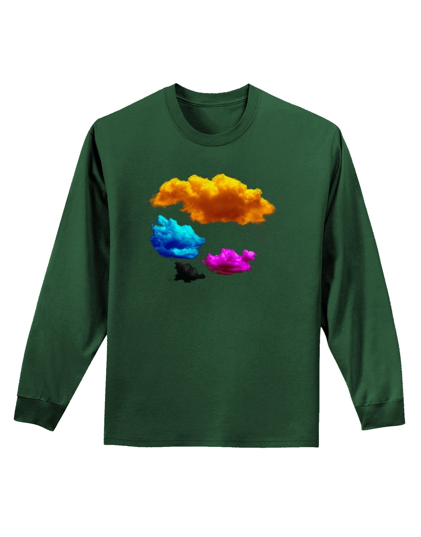 CMYK Clouds Adult Long Sleeve Dark T-Shirt-TooLoud-Dark-Green-Small-Davson Sales