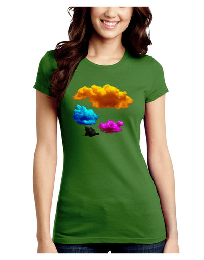 CMYK Clouds Juniors Crew Dark T-Shirt-T-Shirts Juniors Tops-TooLoud-Kiwi-Green-Juniors Fitted Small-Davson Sales