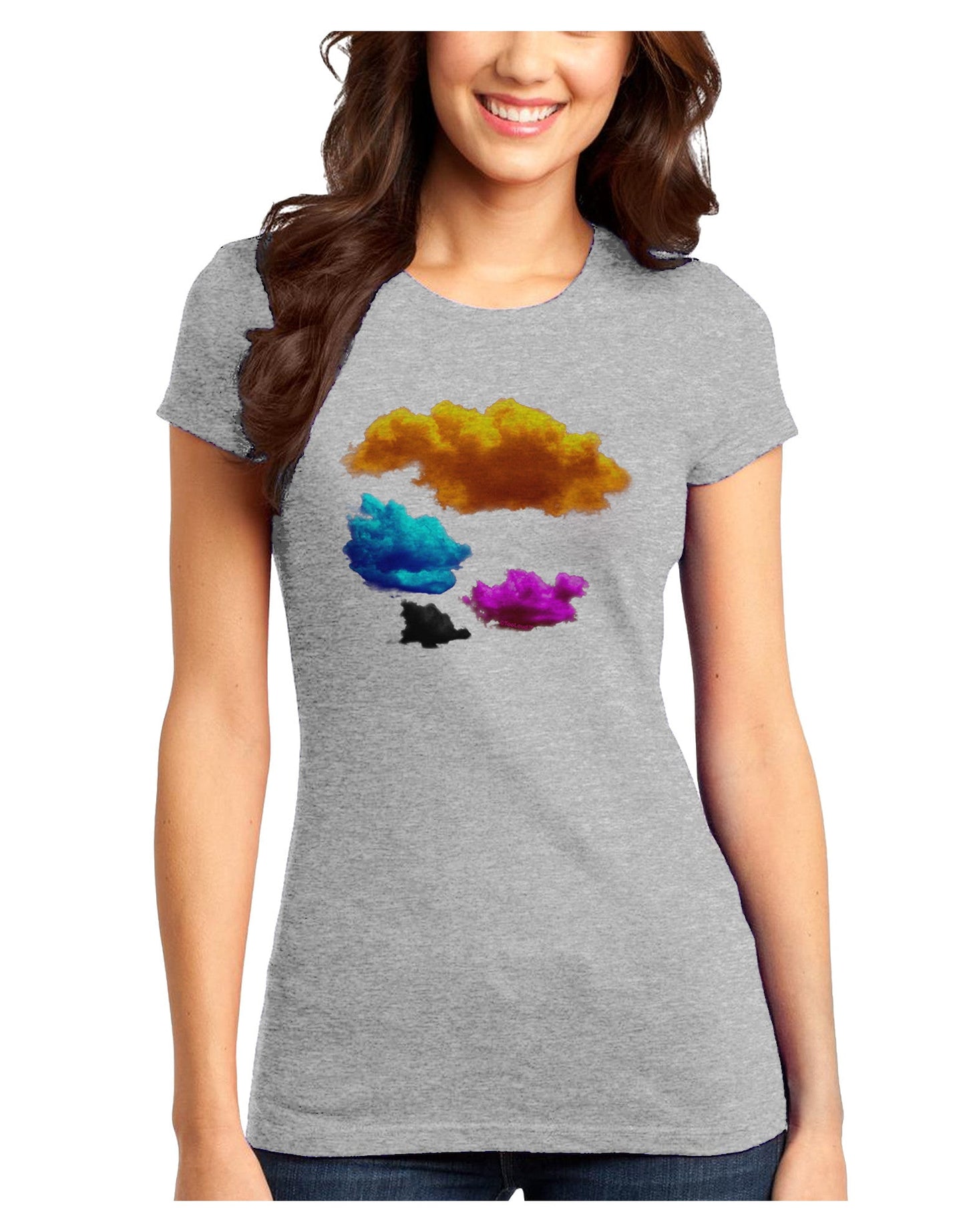 CMYK Clouds Juniors T-Shirt-Womens Juniors T-Shirt-TooLoud-Ash-Gray-Juniors Fitted X-Small-Davson Sales