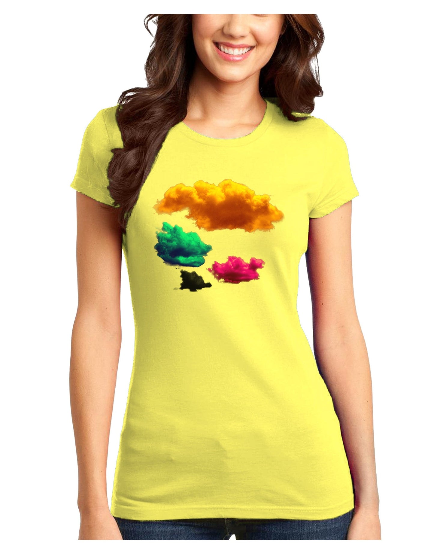 CMYK Clouds Juniors T-Shirt-Womens Juniors T-Shirt-TooLoud-Yellow-Juniors Fitted X-Small-Davson Sales