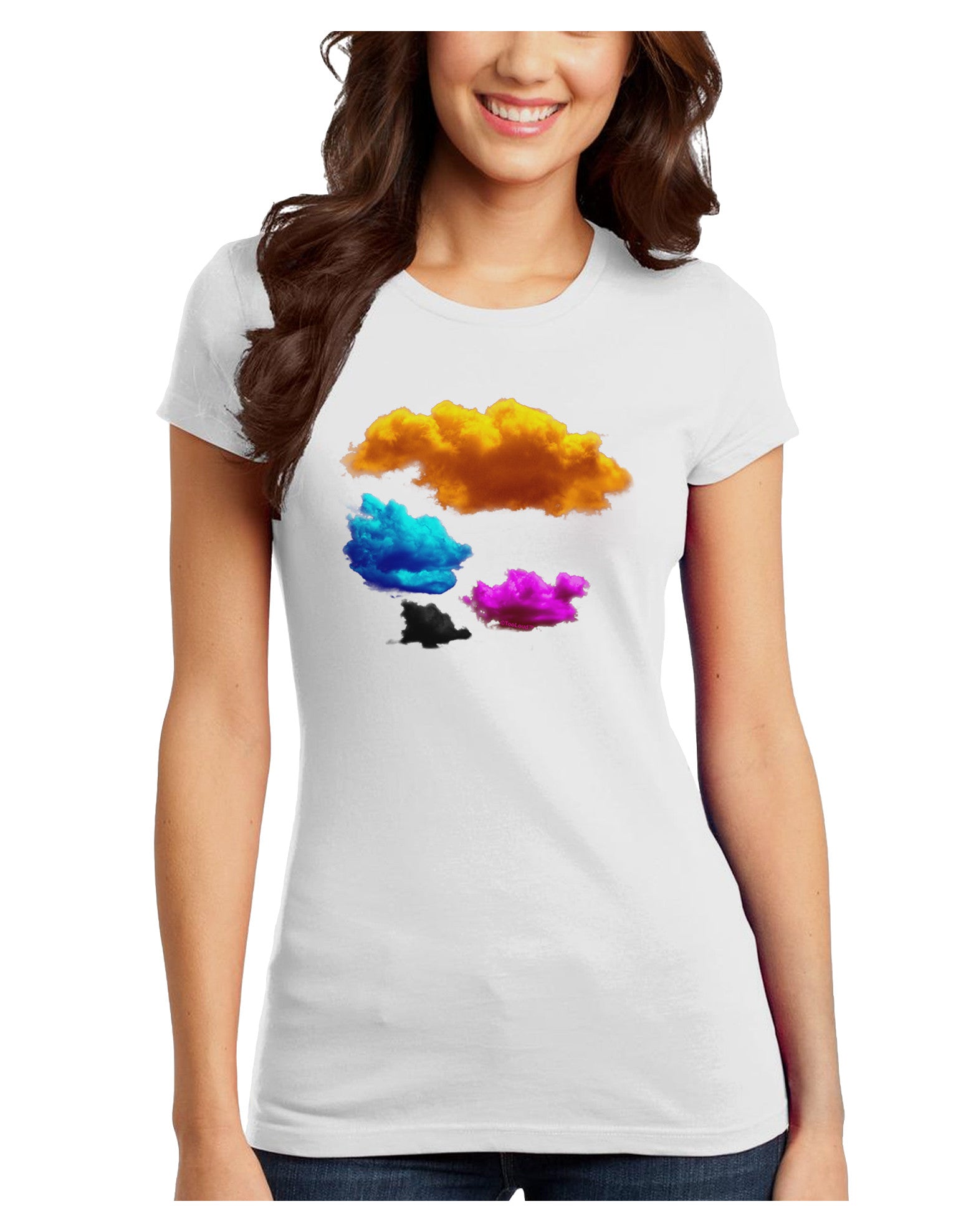 CMYK Clouds Juniors T-Shirt-Womens Juniors T-Shirt-TooLoud-White-Juniors Fitted X-Small-Davson Sales