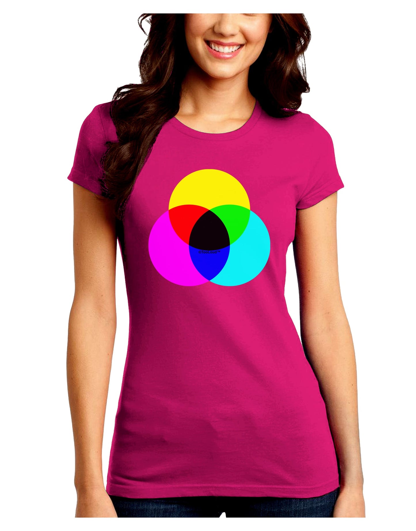 CMYK Color Model Juniors Petite Crew Dark T-Shirt by TooLoud-T-Shirts Juniors Tops-TooLoud-Hot-Pink-Juniors Fitted Small-Davson Sales