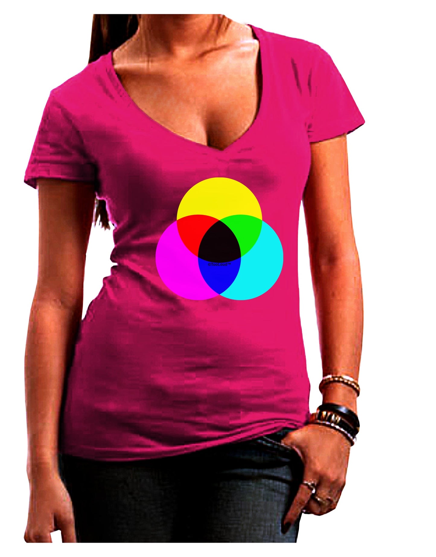 CMYK Color Model Womens V-Neck Dark T-Shirt by TooLoud-Womens V-Neck T-Shirts-TooLoud-Hot-Pink-Juniors Fitted Small-Davson Sales