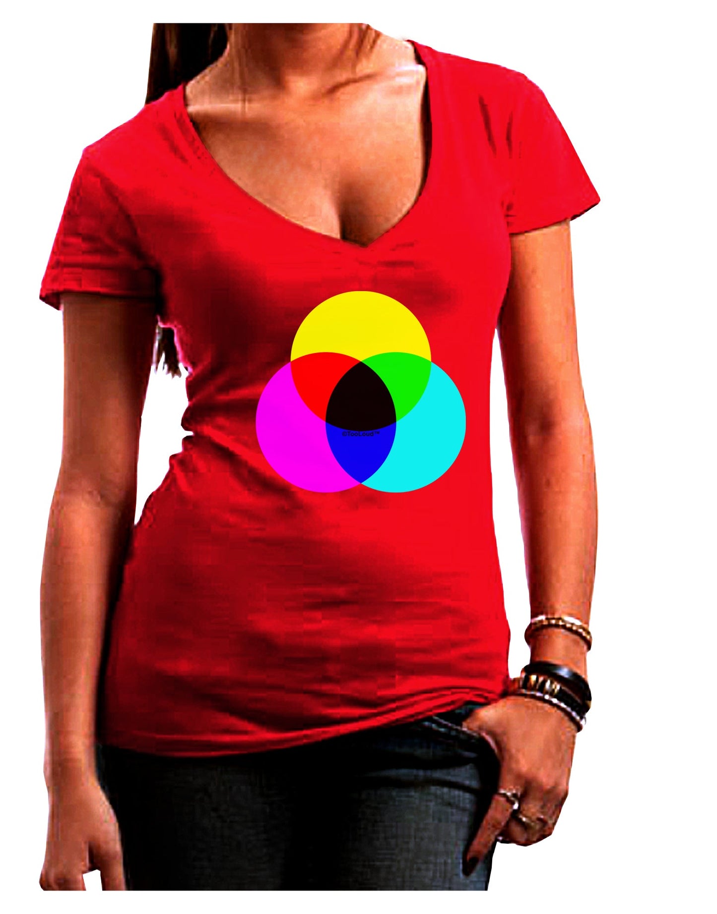 CMYK Color Model Womens V-Neck Dark T-Shirt by TooLoud-Womens V-Neck T-Shirts-TooLoud-Red-Juniors Fitted Small-Davson Sales
