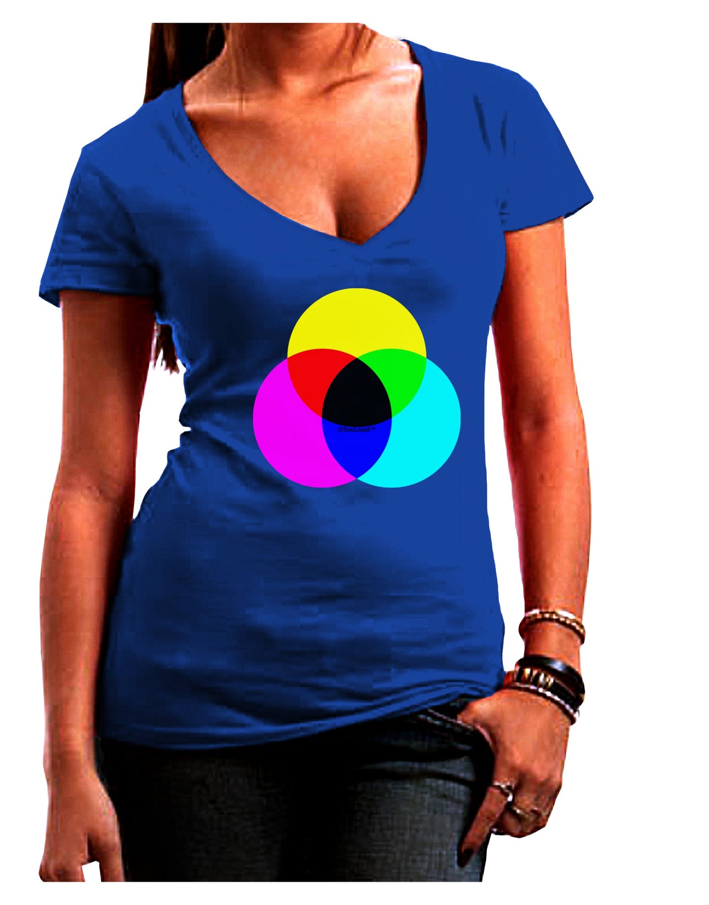 CMYK Color Model Womens V-Neck Dark T-Shirt by TooLoud-Womens V-Neck T-Shirts-TooLoud-Royal-Blue-Juniors Fitted Small-Davson Sales