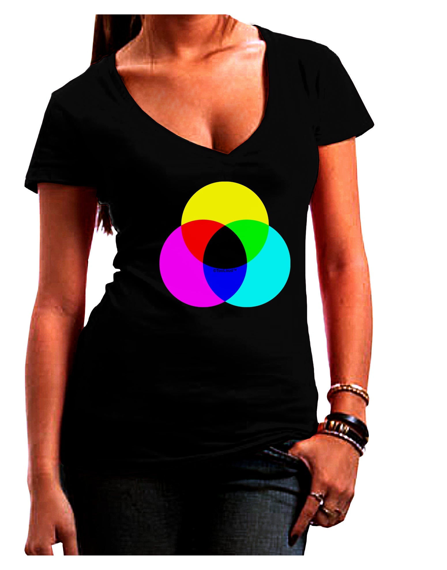 CMYK Color Model Womens V-Neck Dark T-Shirt by TooLoud-Womens V-Neck T-Shirts-TooLoud-Black-Juniors Fitted Small-Davson Sales