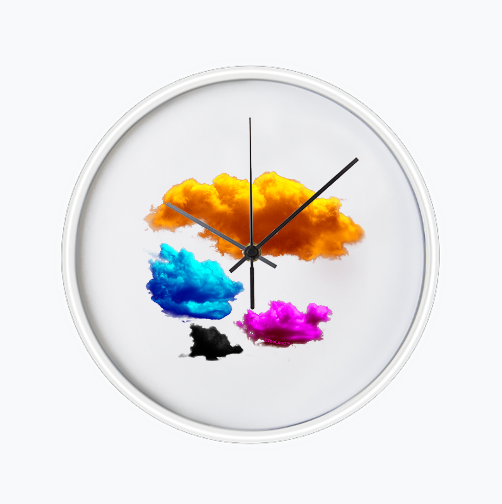 CMYK Clouds 10 InchRound Wall Clock