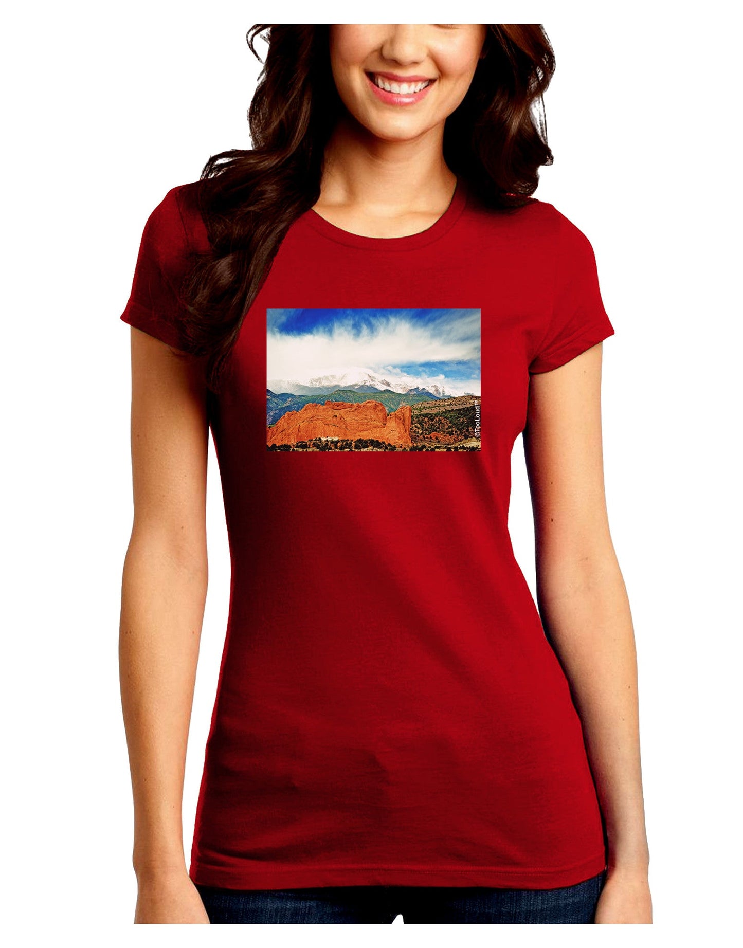 CO Beautiful View Juniors Petite Crew Dark T-Shirt-T-Shirts Juniors Tops-TooLoud-Red-Juniors Fitted Small-Davson Sales