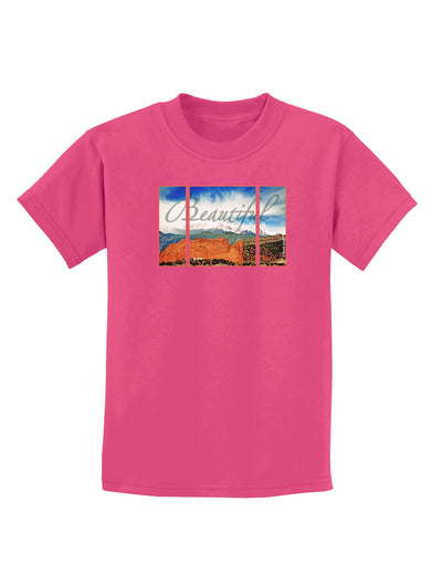 CO Beautiful View Text Childrens Dark T-Shirt-Childrens T-Shirt-TooLoud-Sangria-X-Small-Davson Sales