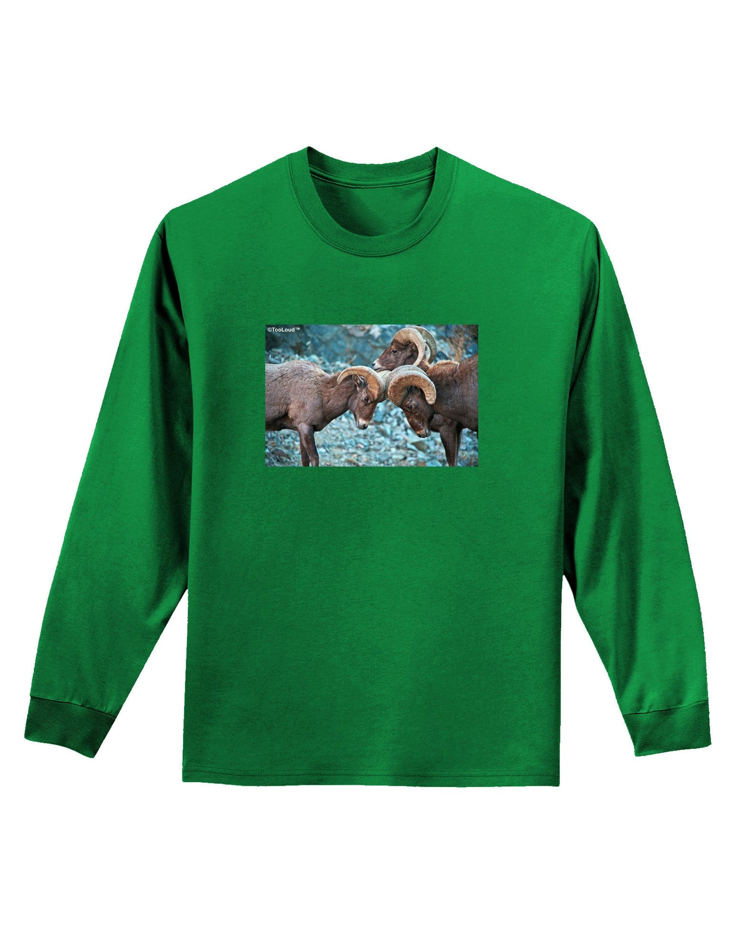 CO Bighorn Head Butt Adult Long Sleeve Dark T-Shirt-TooLoud-Kelly-Green-Small-Davson Sales