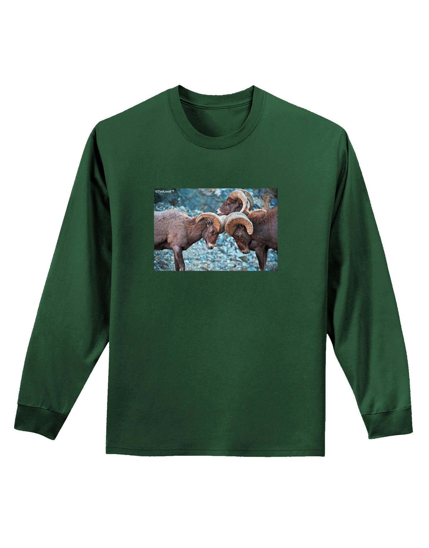 CO Bighorn Head Butt Adult Long Sleeve Dark T-Shirt-TooLoud-Dark-Green-Small-Davson Sales