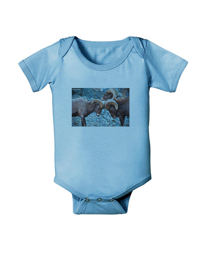 CO Bighorn Head Butt Baby Romper Bodysuit-Baby Romper-TooLoud-LightBlue-06-Months-Davson Sales