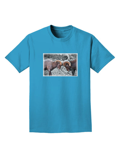 CO Bighorn Head Butt Desaturated Adult Dark T-Shirt-Mens T-Shirt-TooLoud-Turquoise-Small-Davson Sales