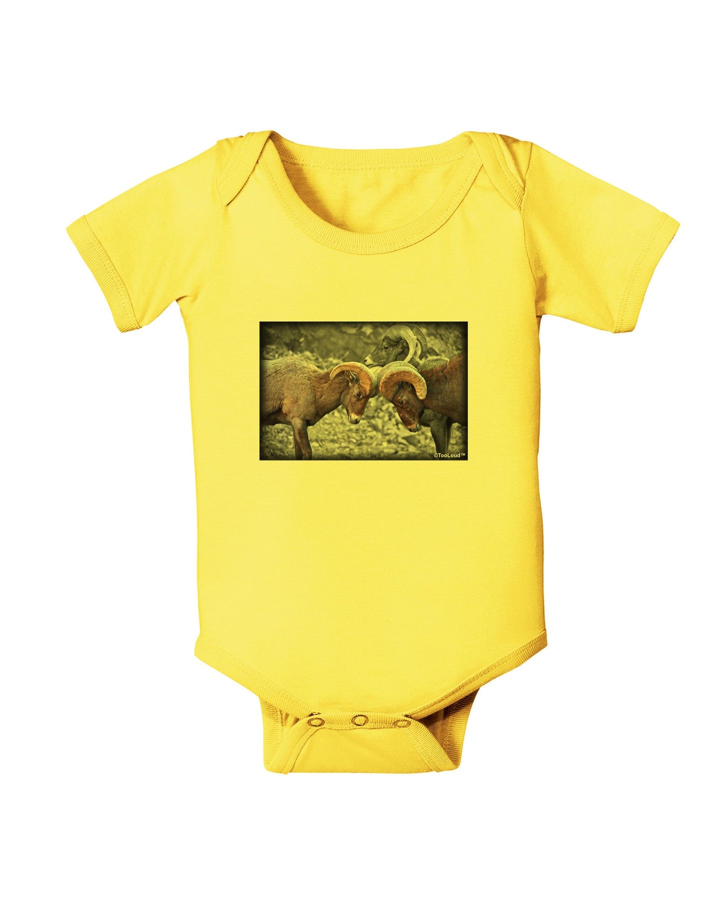 CO Bighorn Head Butt Desaturated Baby Romper Bodysuit-Baby Romper-TooLoud-Yellow-06-Months-Davson Sales