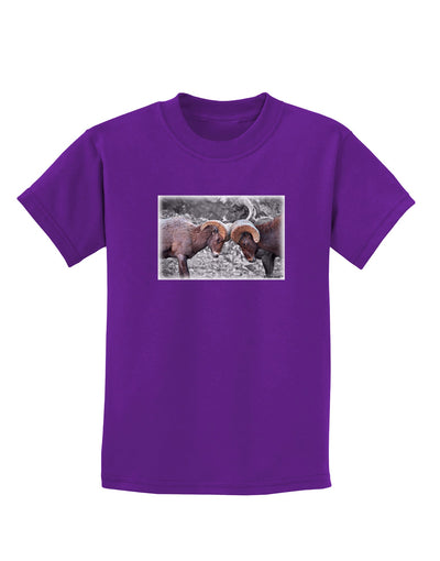 CO Bighorn Head Butt Desaturated Childrens Dark T-Shirt-Childrens T-Shirt-TooLoud-Purple-X-Small-Davson Sales