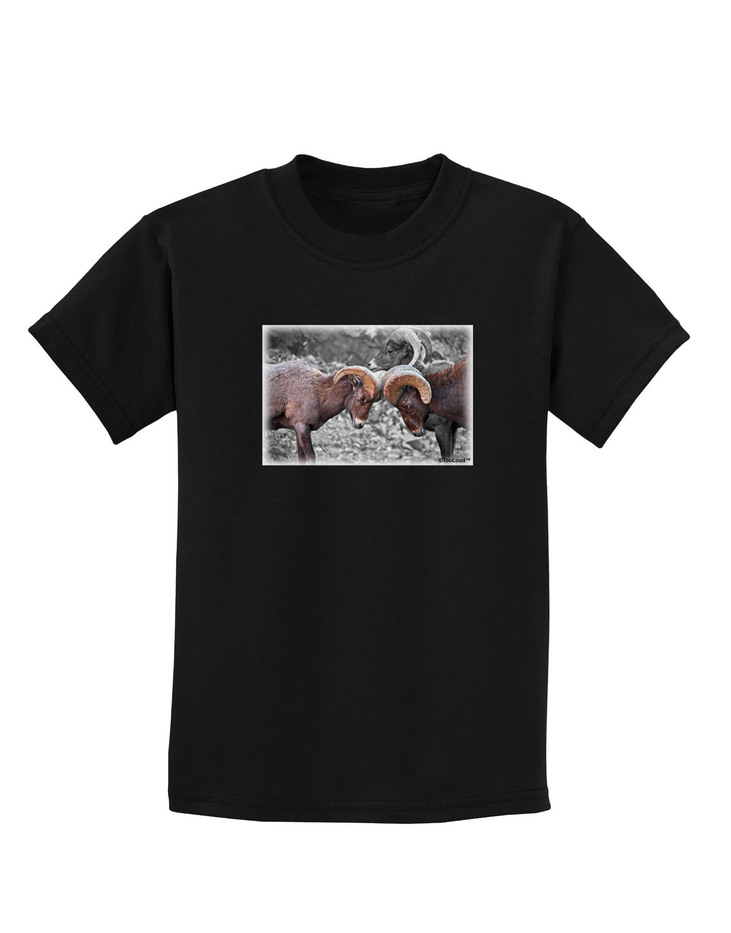 CO Bighorn Head Butt Desaturated Childrens Dark T-Shirt-Childrens T-Shirt-TooLoud-Black-X-Small-Davson Sales