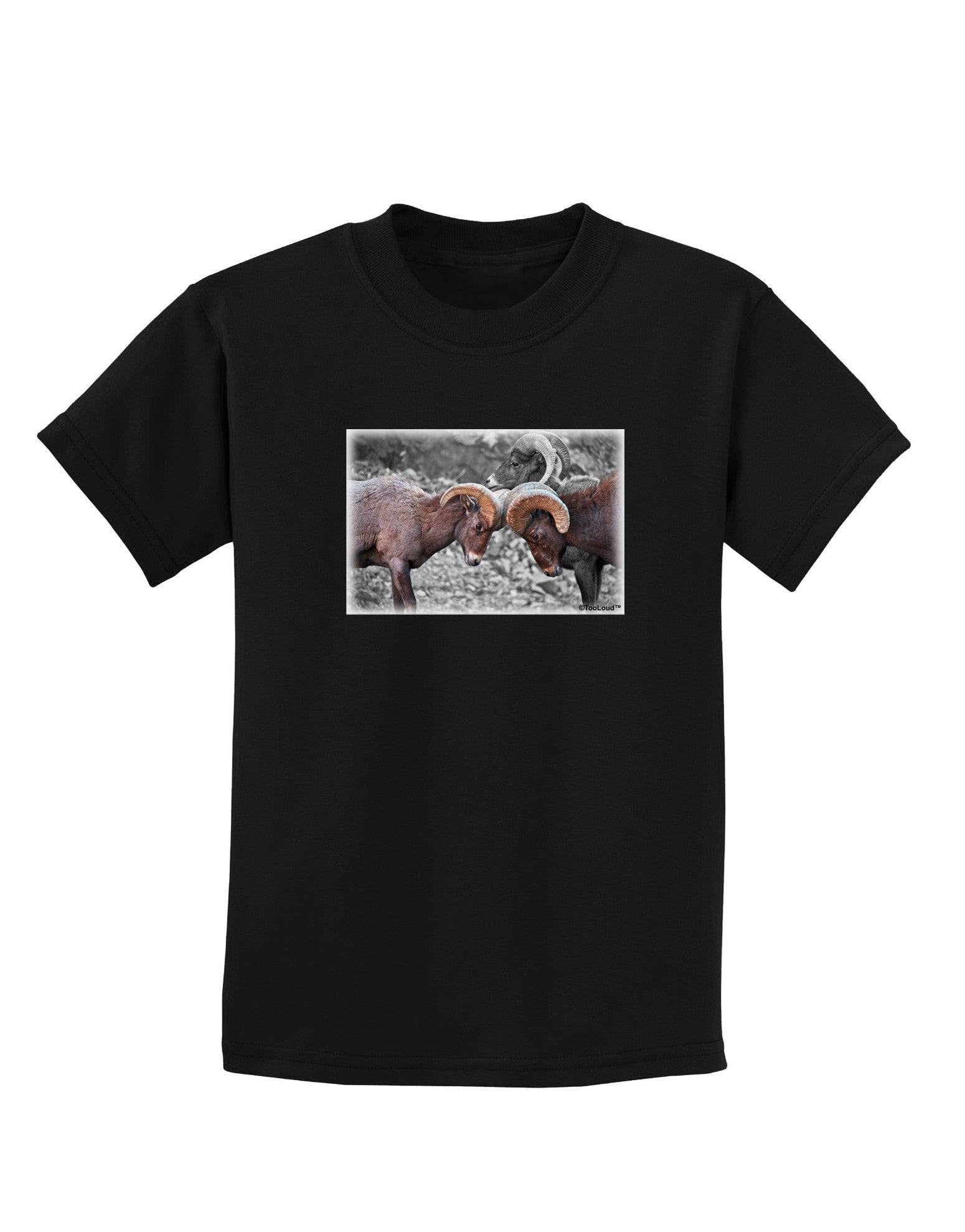 CO Bighorn Head Butt Desaturated Childrens Dark T-Shirt-Childrens T-Shirt-TooLoud-Black-X-Small-Davson Sales