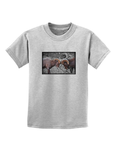 CO Bighorn Head Butt Desaturated Childrens T-Shirt-Childrens T-Shirt-TooLoud-AshGray-X-Small-Davson Sales