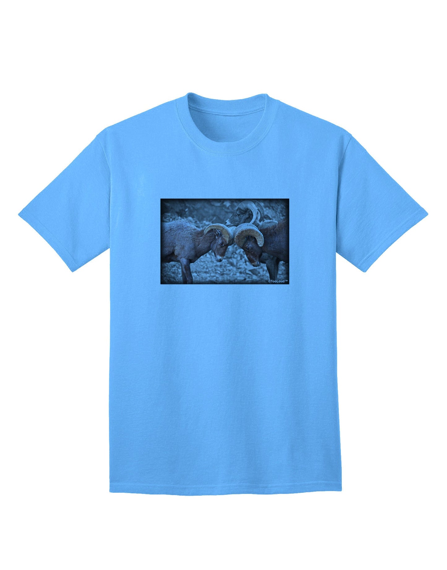 CO Bighorn Head Butt Desaturated - Premium Adult T-Shirt Collection-Mens T-shirts-TooLoud-Aquatic-Blue-Small-Davson Sales