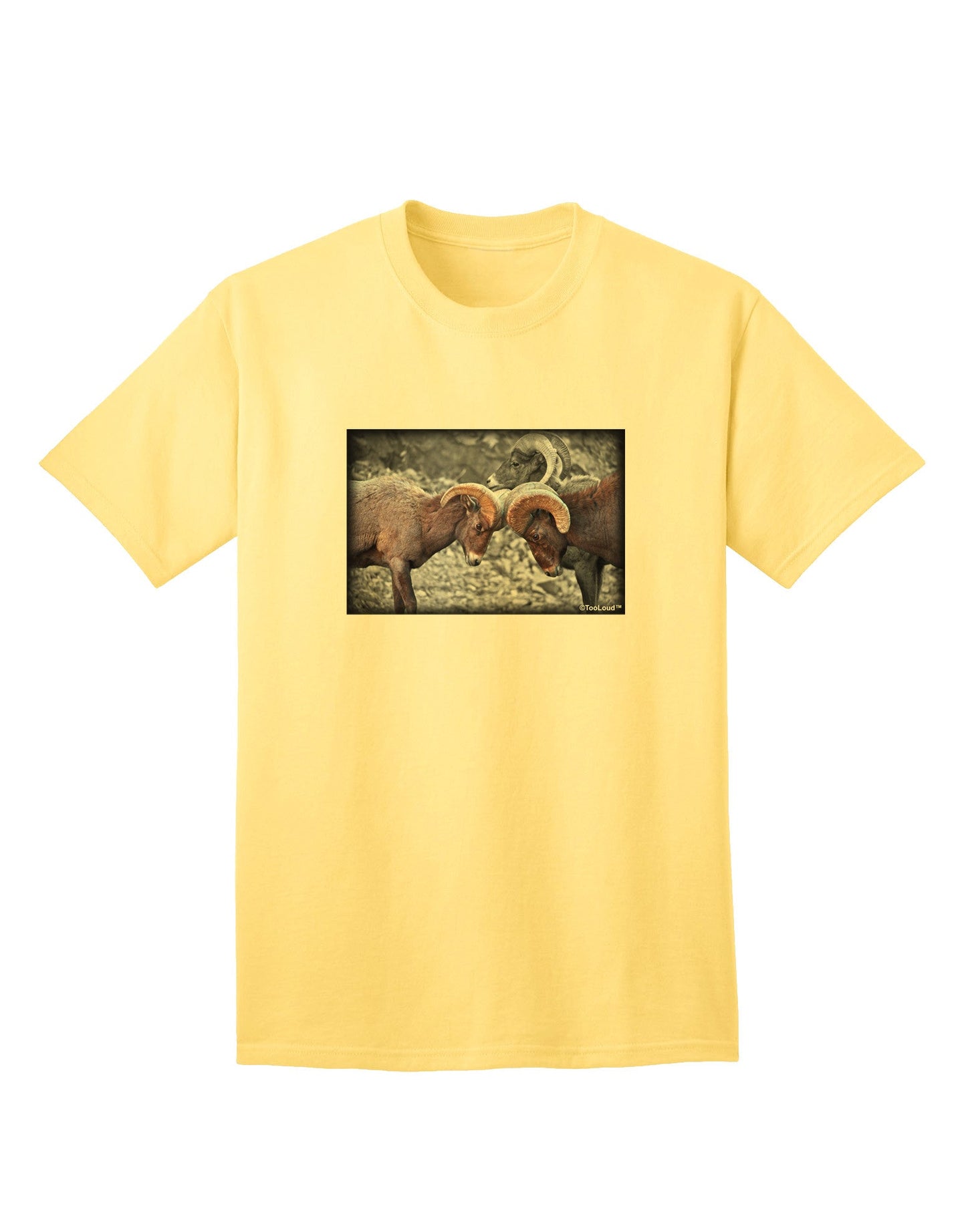 CO Bighorn Head Butt Desaturated - Premium Adult T-Shirt Collection-Mens T-shirts-TooLoud-Yellow-Small-Davson Sales