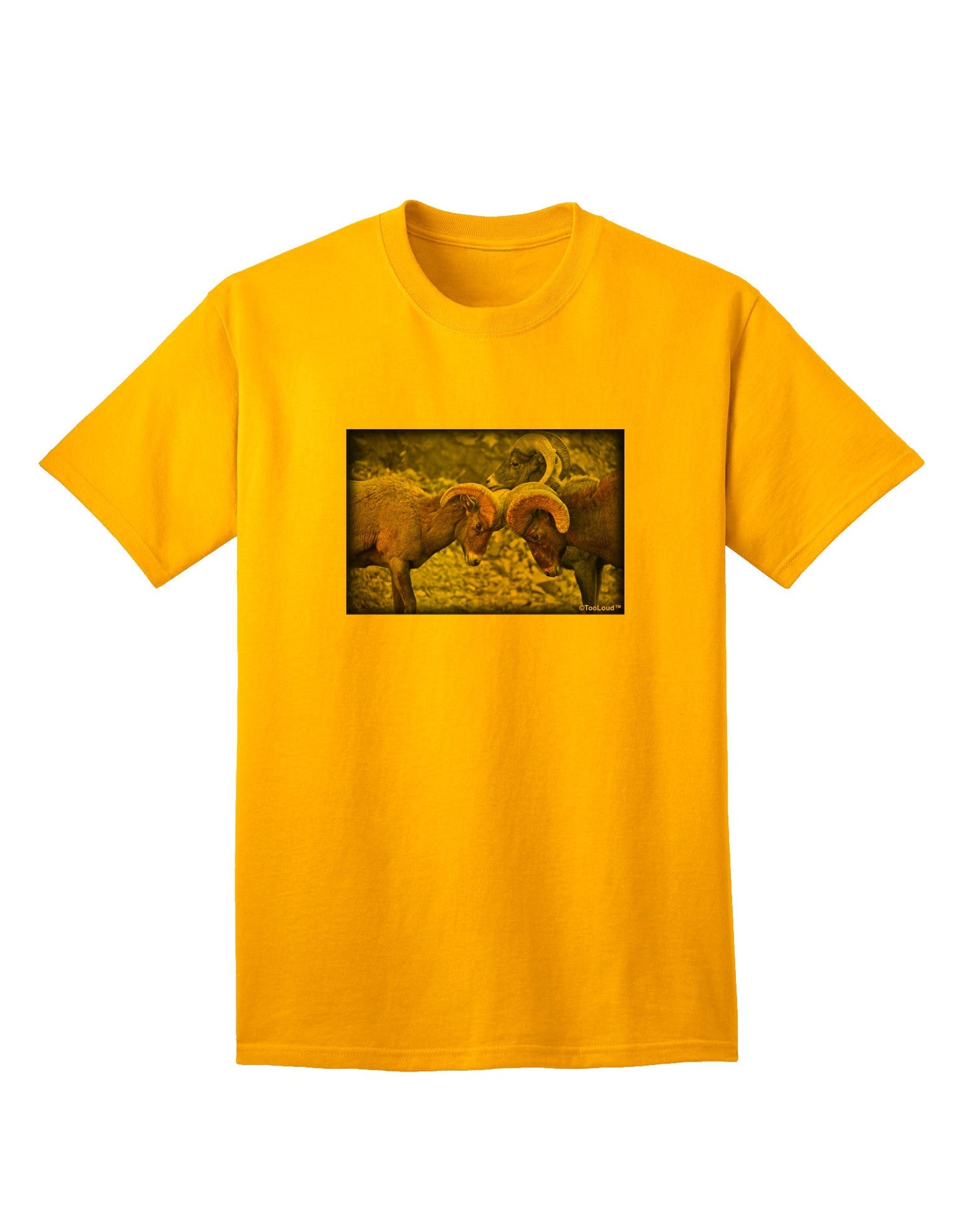 CO Bighorn Head Butt Desaturated - Premium Adult T-Shirt Collection-Mens T-shirts-TooLoud-Gold-Small-Davson Sales