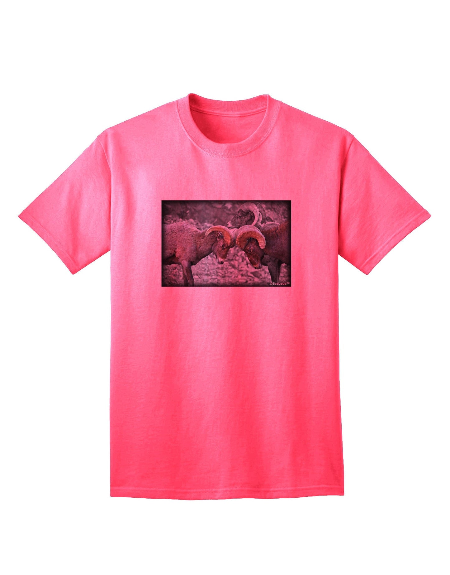 CO Bighorn Head Butt Desaturated - Premium Adult T-Shirt Collection-Mens T-shirts-TooLoud-Neon-Pink-Small-Davson Sales