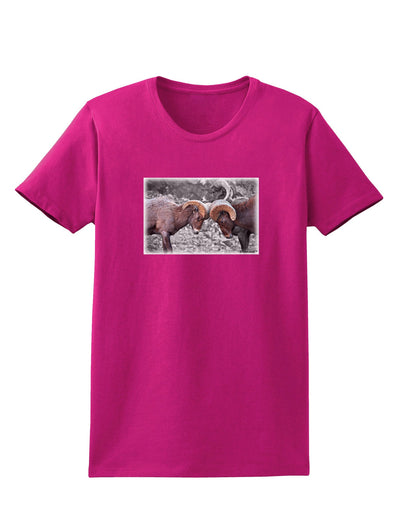 CO Bighorn Head Butt Desaturated Womens Dark T-Shirt-TooLoud-Hot-Pink-Small-Davson Sales