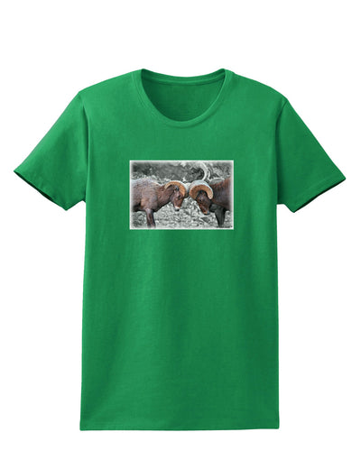 CO Bighorn Head Butt Desaturated Womens Dark T-Shirt-TooLoud-Kelly-Green-X-Small-Davson Sales