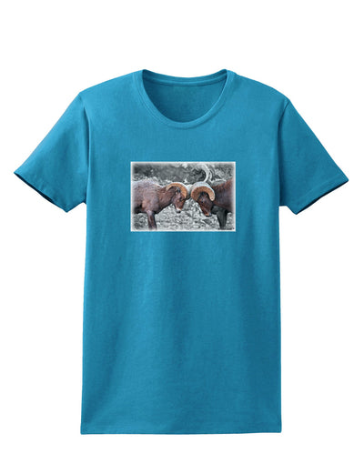 CO Bighorn Head Butt Desaturated Womens Dark T-Shirt-TooLoud-Turquoise-X-Small-Davson Sales