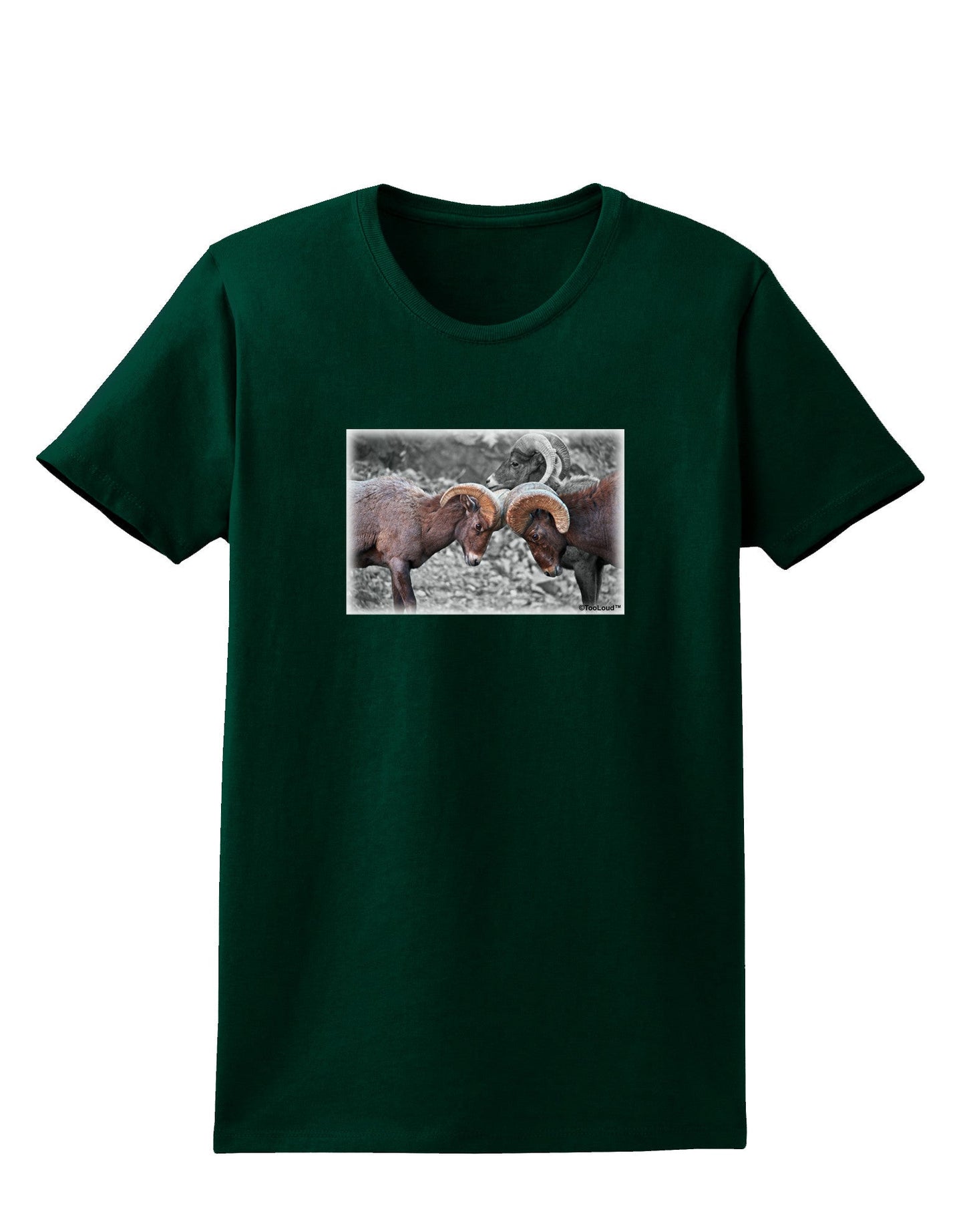 CO Bighorn Head Butt Desaturated Womens Dark T-Shirt-TooLoud-Forest-Green-Small-Davson Sales