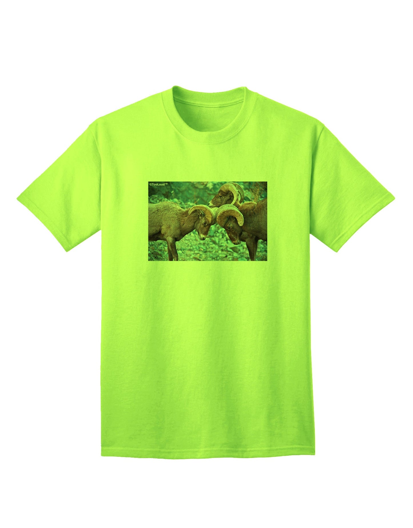 CO Bighorn Head Butt Premium Adult T-Shirt Collection-Mens T-shirts-TooLoud-Neon-Green-Small-Davson Sales