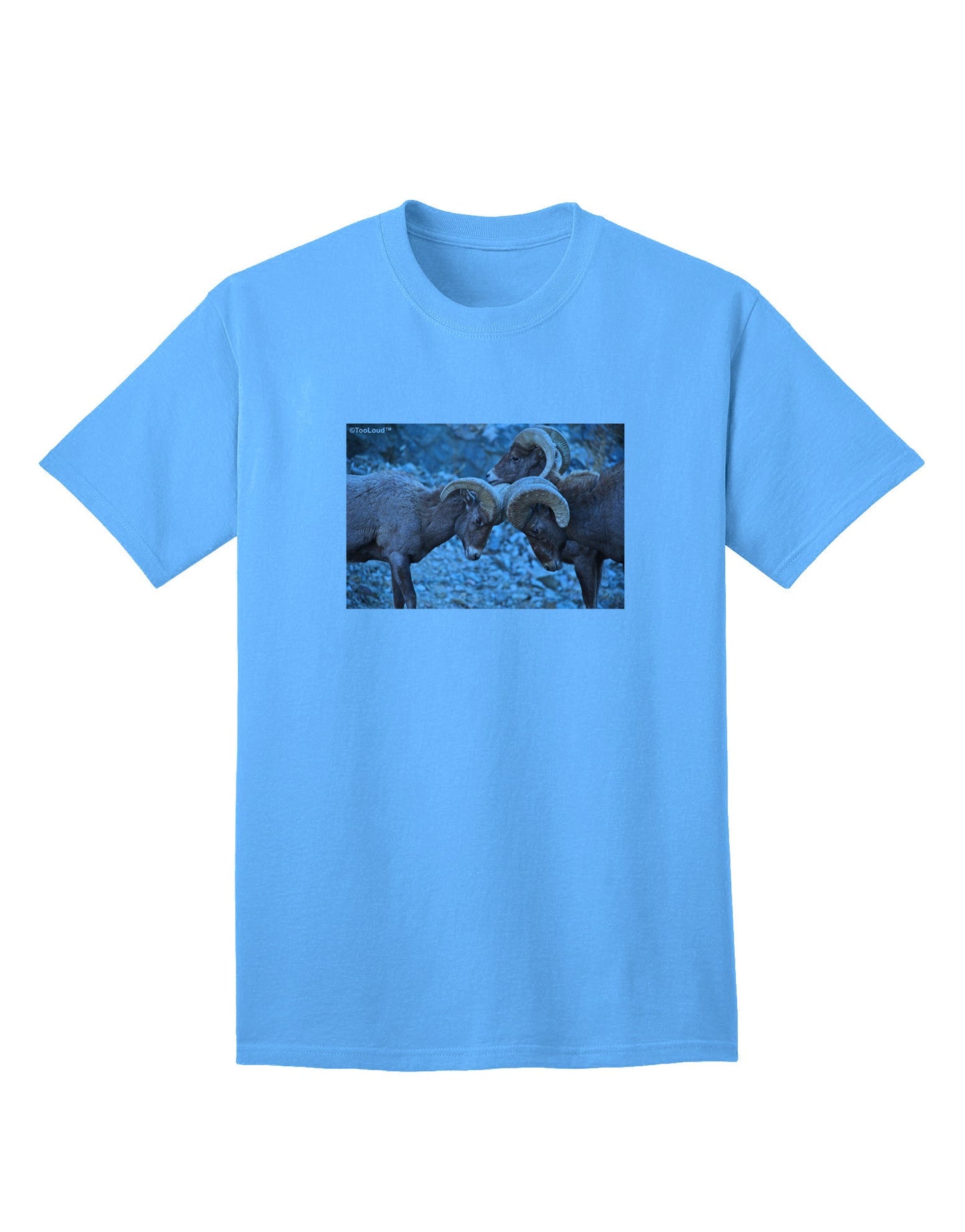 CO Bighorn Head Butt Premium Adult T-Shirt Collection-Mens T-shirts-TooLoud-Aquatic-Blue-Small-Davson Sales