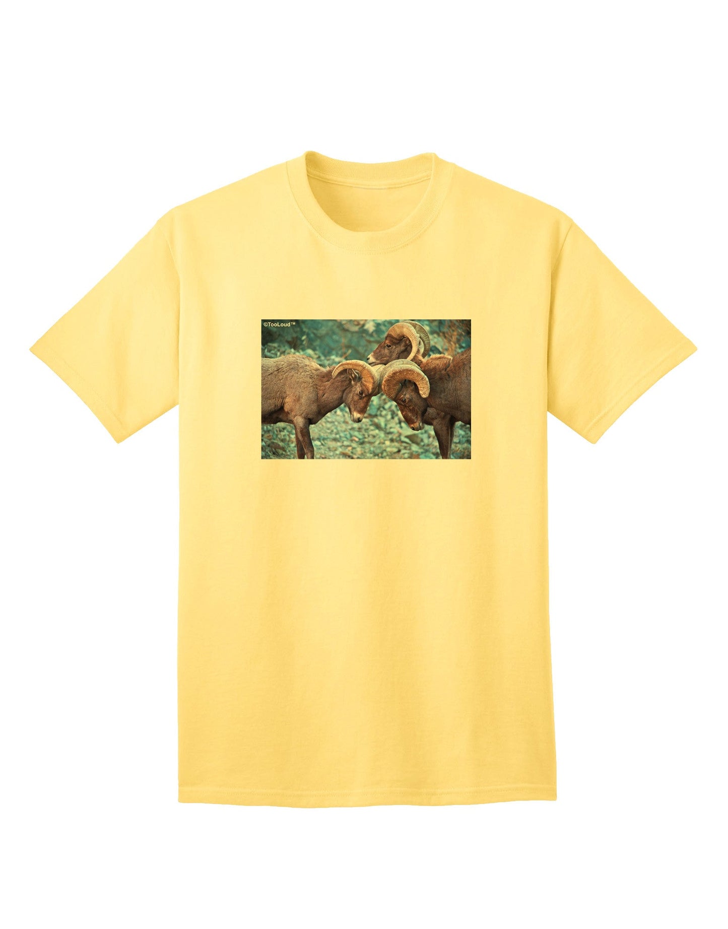 CO Bighorn Head Butt Premium Adult T-Shirt Collection-Mens T-shirts-TooLoud-Yellow-Small-Davson Sales