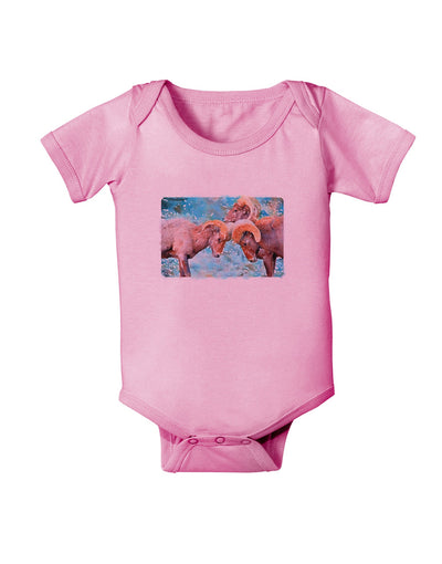 CO Bighorn Head Butt Watercolor Baby Romper Bodysuit-Baby Romper-TooLoud-Pink-06-Months-Davson Sales