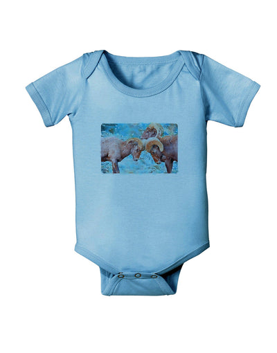 CO Bighorn Head Butt Watercolor Baby Romper Bodysuit-Baby Romper-TooLoud-LightBlue-06-Months-Davson Sales