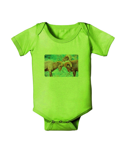 CO Bighorn Head Butt Watercolor Baby Romper Bodysuit-Baby Romper-TooLoud-Lime-06-Months-Davson Sales