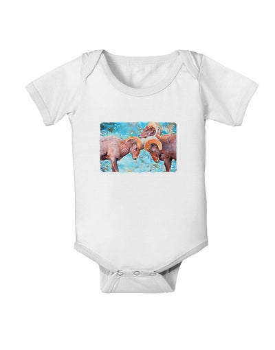 CO Bighorn Head Butt Watercolor Baby Romper Bodysuit-Baby Romper-TooLoud-White-06-Months-Davson Sales